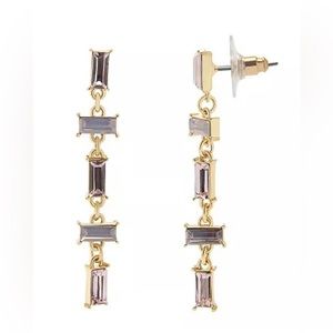 LC Lauren Conrad -Crystal Baguette Linear Drop Earrings/color light Pink